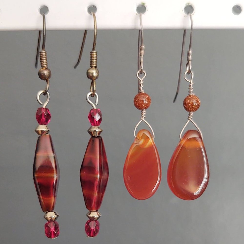 Orange and red glass earrings bundle